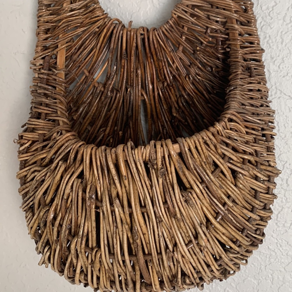 Boho woven hanging wall basket - Picture 5 of 10